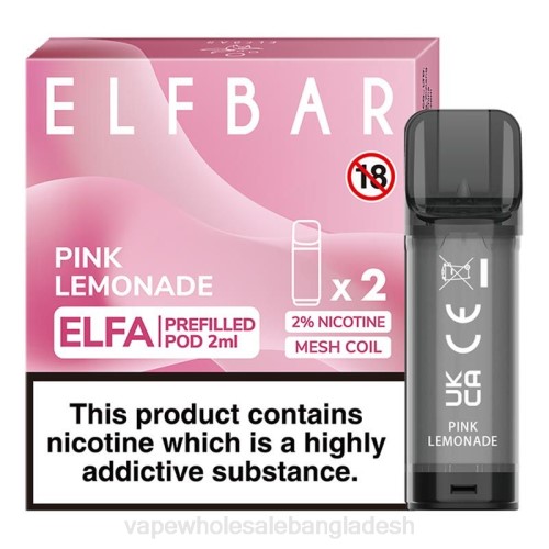 E Cigarette Price - গোলাপী সরবৎ F6D8320 ELFBAR Elfa আগে থেকে ভরা শুঁটি - 2ml - 20mg (2 প্যাক)