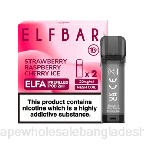 Vape BD Online - স্ট্রবেরি রাস্পবেরি চেরি বরফ F6D8336 ELFBAR Elfa আগে থেকে ভরা শুঁটি - 2ml - 20mg (2 প্যাক)