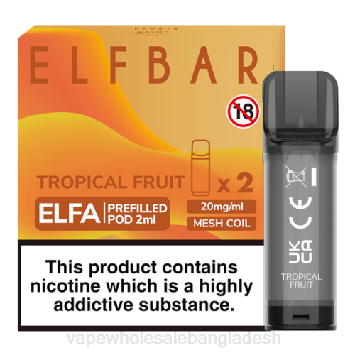 Vape Bangladesh - গ্রীষ্মমন্ডলীয় ফল F6D8328 ELFBAR Elfa আগে থেকে ভরা শুঁটি - 2ml - 20mg (2 প্যাক)