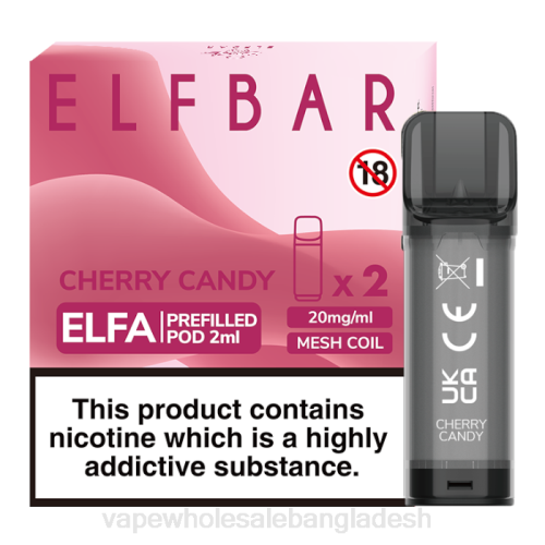 Vape Bangladesh - চেরি ক্যান্ডি F6D8338 ELFBAR Elfa আগে থেকে ভরা শুঁটি - 2ml - 20mg (2 প্যাক)