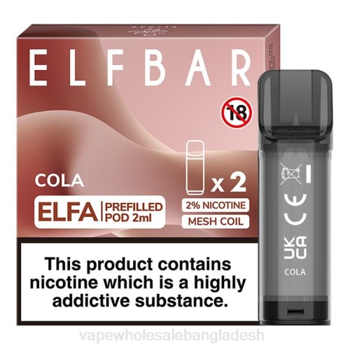 Vape Bangladesh Price - কোলা F6D8319 ELFBAR Elfa আগে থেকে ভরা শুঁটি - 2ml - 20mg (2 প্যাক)