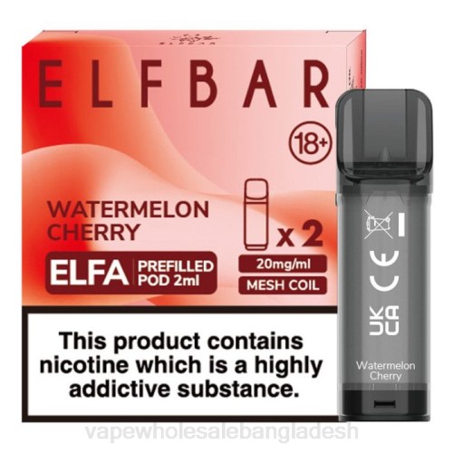 Vape Bangladesh Price - তরমুজ চেরি F6D8329 ELFBAR Elfa আগে থেকে ভরা শুঁটি - 2ml - 20mg (2 প্যাক)