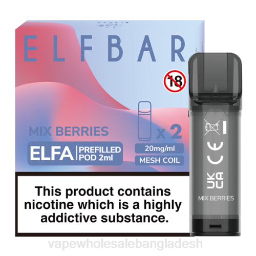 Vape Bangladesh Price - বেরি মিশ্রিত করুন F6D8339 ELFBAR Elfa আগে থেকে ভরা শুঁটি - 2ml - 20mg (2 প্যাক)