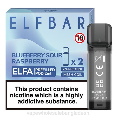 Vape Dhaka - ব্লুবেরি টক রাস্পবেরি F6D8323 ELFBAR Elfa আগে থেকে ভরা শুঁটি - 2ml - 20mg (2 প্যাক)