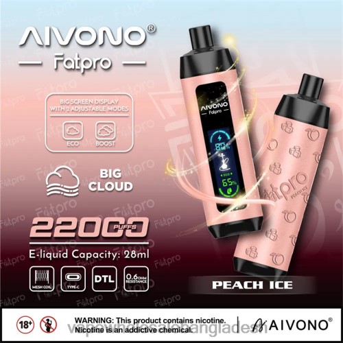 Vape Shop Bd Dhaka - Aivono Fatpro 22000 পীচ বরফ 40X0R5