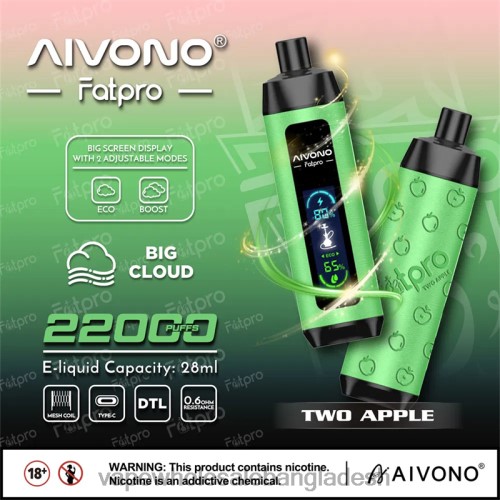 Vape Wholesale Bangladesh - Aivono Fatpro 22000 দুটি আপেল 40X0R1