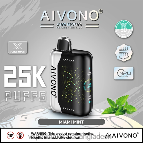 Vape Bangladesh Price - Aivono AIM BOOM 25000 মিয়ামি পুদিনা 40X0R349