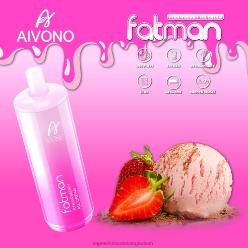 Vape Wholesale Bangladesh - Aivono FATMAN 6800 স্ট্রবেরি আইসক্রিম 40X0R21