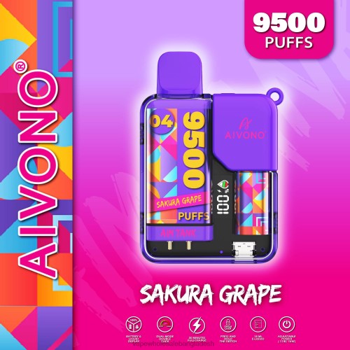 Vape Bd Online - Aivono AIM TANK 9500 সাকুরা আঙ্গুর 40X0R36