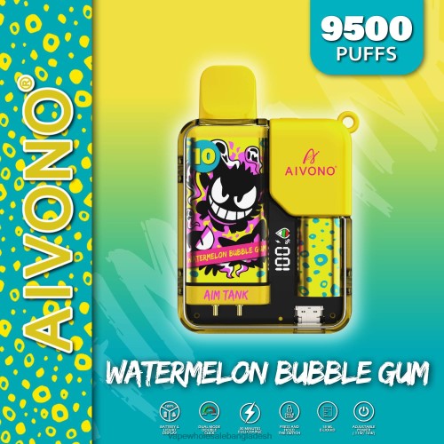 Vape Price In Dhaka - Aivono AIM TANK 9500 তরমুজ বাবল গাম 40X0R44