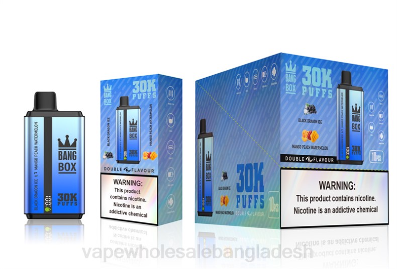 Vape Dhaka - Bang Box 30000 puffs ডুয়াল ফ্লেভার কালো ড্রাগন বরফ এবং আম পীচ তরমুজ LRJL71