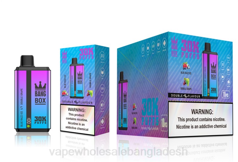 Vape Price In Dhaka - Bang Box 30000 puffs ডুয়াল ফ্লেভার নীল রেজ আইস এবং ডবল আঙ্গুর LRJL72