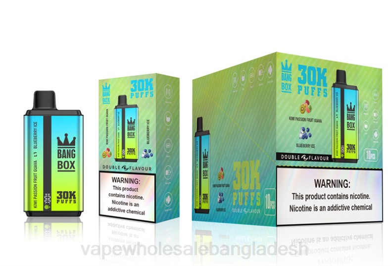 Vape Wholesaler - Bang Box 30000 puffs ডুয়াল ফ্লেভার কিউই প্যাশন ফল পেয়ারা এবং ব্লুবেরি বরফ LRJL65