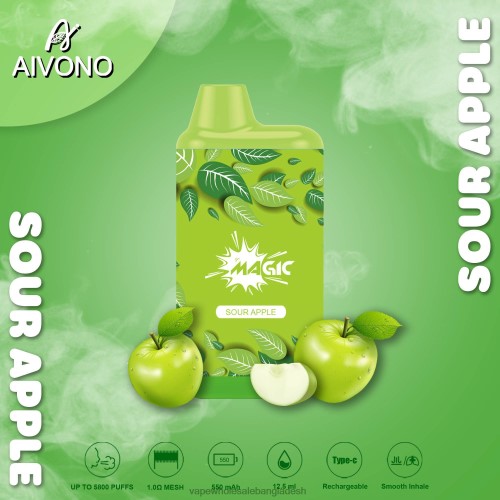 Vape Wholesaler - Aivono AIM MAGIC 5800 মুখের বক্স সিগারেট টক আপেল 40X0R87