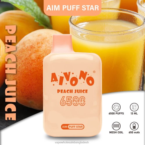 Vape Bangladesh Price - Aivono AIM PUFF STAR 6500 পীচ রস 40X0R289