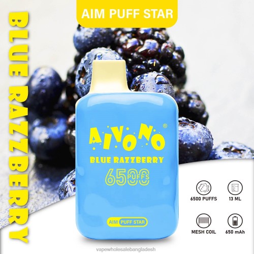 Vape Wholesale Supplier - Aivono AIM PUFF STAR 6500 নীল রেজবেরি 40X0R292