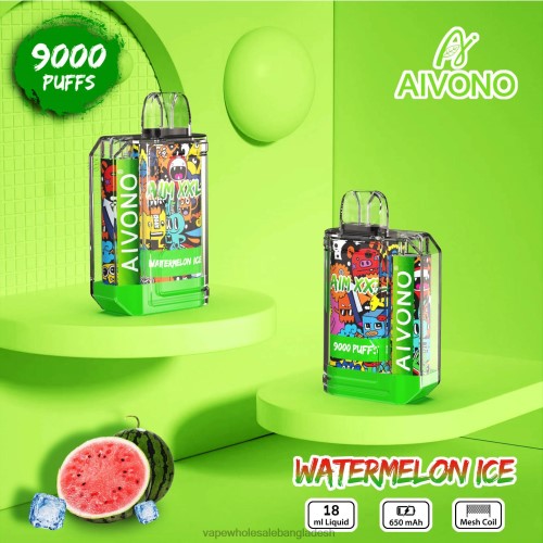 Vape Bangladesh - Aivono AIM XXL 9000 মুখের স্বচ্ছ স্টিকার তরমুজ বরফ 40X0R48