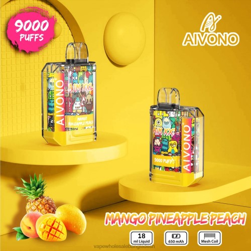 Vape Bangladesh Price - Aivono AIM XXL 9000 মুখের স্বচ্ছ স্টিকার আম আনারস পীচ 40X0R49