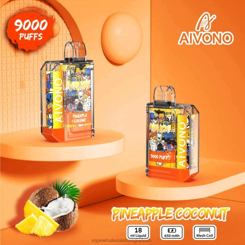 Vape Wholesale Supplier - Aivono AIM XXL 9000 মুখের স্বচ্ছ স্টিকার আনারস নারকেল 40X0R52