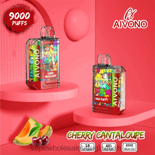 Vape Wholesaler - Aivono AIM XXL 9000 মুখের স্বচ্ছ স্টিকার চেরি cantaloupe 40X0R57